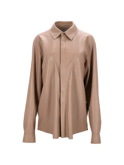 Pre-owned Nanushka Patch-pocket Faux Leather Shirt In Neutral