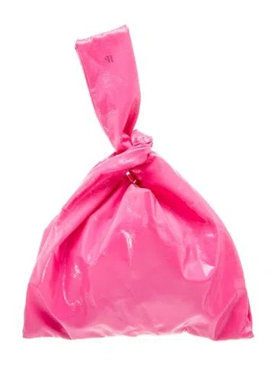 Pre-owned Nanushka Patent Leather Top Handle Bag In Pink