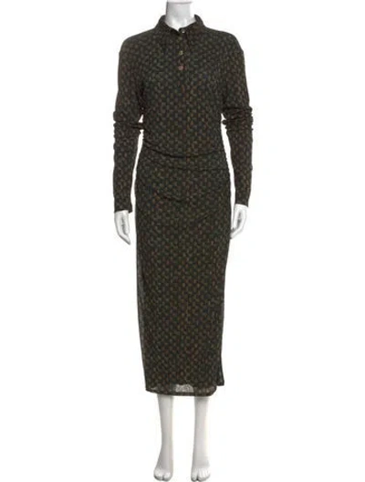 Pre-owned Nanushka Patterned Long Dress In Green
