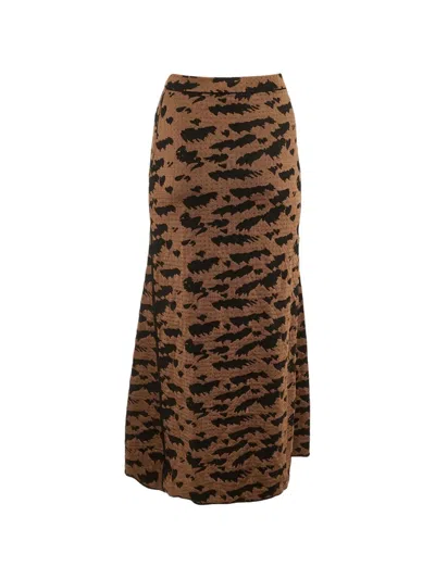 Pre-owned Nanushka Patterned Maxi Skirt In Brown