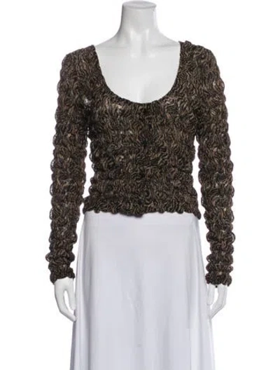 Pre-owned Nanushka Patterned Scoop Neck Top In Black