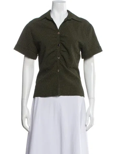 Pre-owned Nanushka Patterned Short Sleeve Blouse In Green