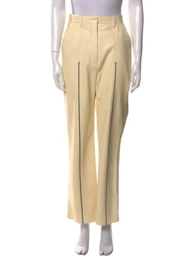 Pre-owned Nanushka Patterned Straight Leg Pants In Yellow
