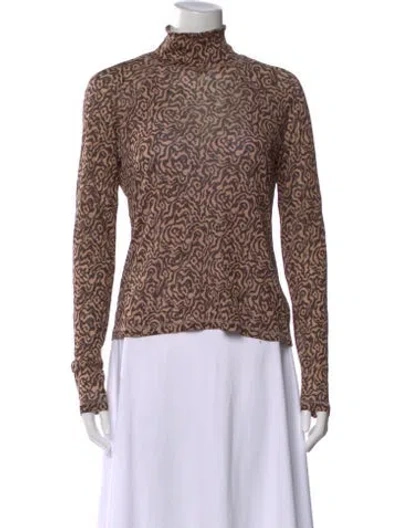 Pre-owned Nanushka Patterned Turtleneck Top In Brown