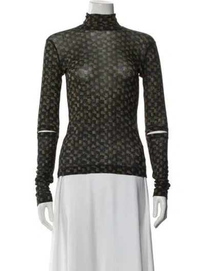 Pre-owned Nanushka Patterned Turtleneck Top In Green