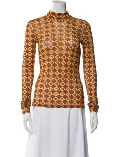 Pre-owned Nanushka Patterned Turtleneck Top In Orange