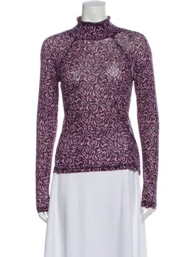 Pre-owned Nanushka Patterned Turtleneck Top In Purple