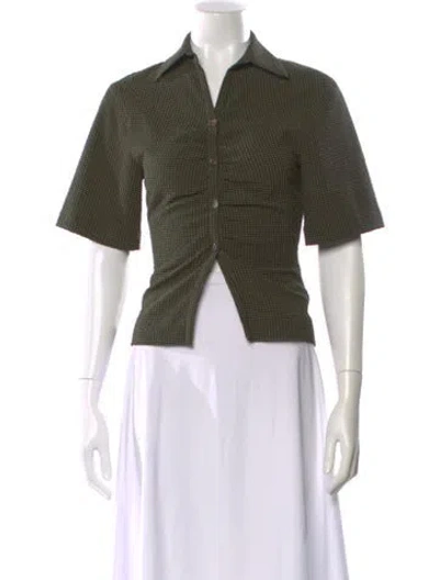 Pre-owned Nanushka Patterned V-neck Button-up Top In Green