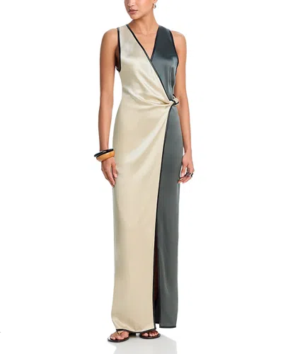 Nanushka Perach Color Blocked Dress In Green