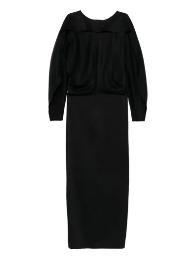 Nanushka Pilgrim-collar Midi Dress In Black