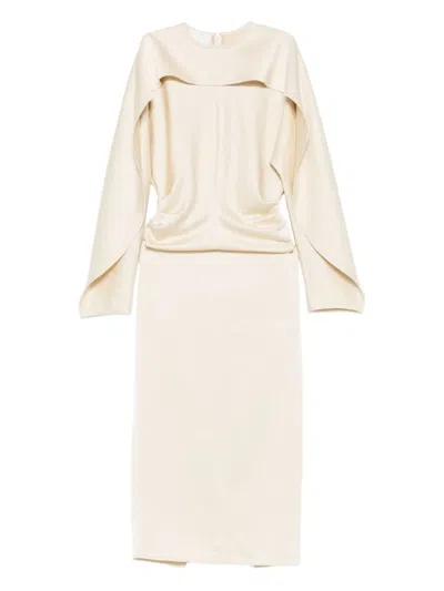 Nanushka Pilgrim-collar Midi Dress In Neutral