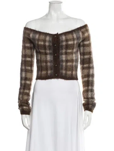 Pre-owned Nanushka Plaid Print Bateau Neckline Sweater W/ Tags In Brown