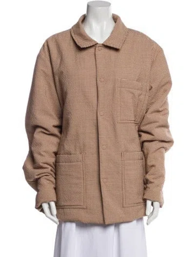 Pre-owned Nanushka Plaid Print Coat In Brown