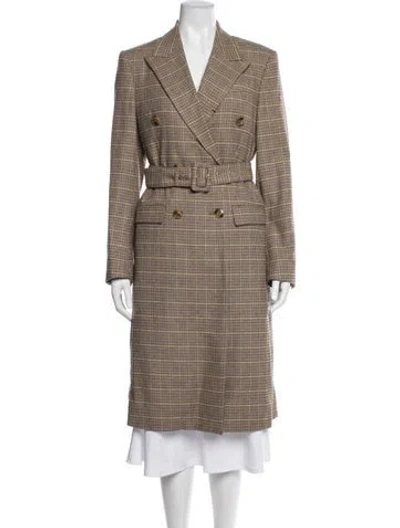 Pre-owned Nanushka Plaid Print Coat In Brown