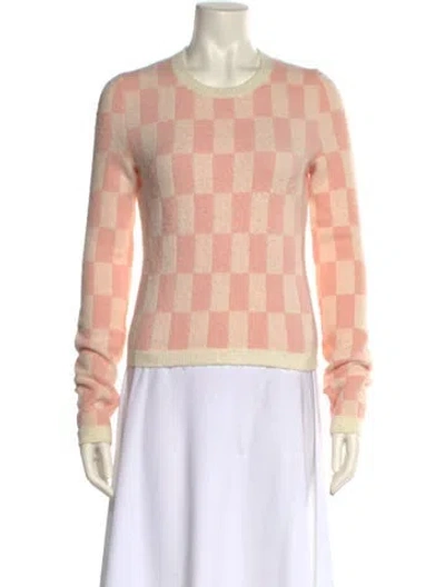 Pre-owned Nanushka Plaid Print Crew Neck Sweater In Pink