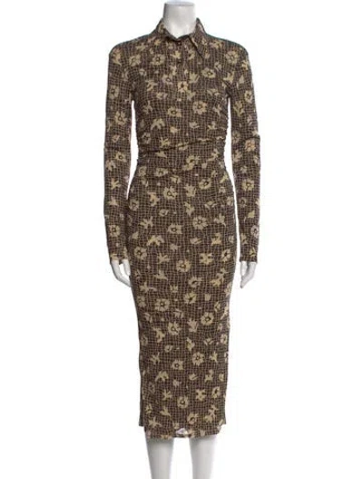 Pre-owned Nanushka Plaid Print Long Dress In Brown
