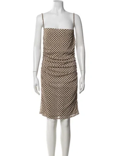 Pre-owned Nanushka Plaid Print Mini Dress In Neutrals