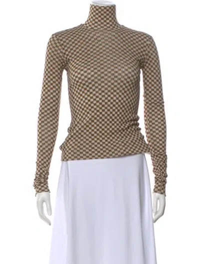 Pre-owned Nanushka Plaid Print Turtleneck Top In Neutral