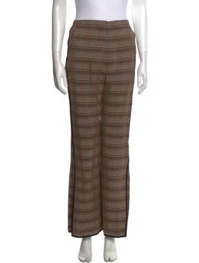 Pre-owned Nanushka Plaid Print Wide Leg Pants In Brown
