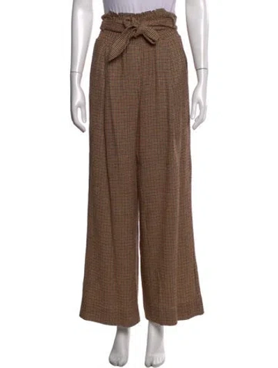 Pre-owned Nanushka Plaid Print Wide Leg Pants In Neutral