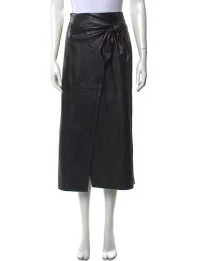 Pre-owned Nanushka Pleated Accents Midi Length Skirt In Black