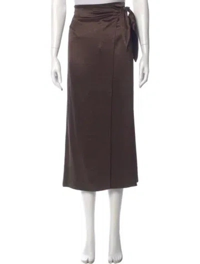 Pre-owned Nanushka Pleated Accents Midi Length Skirt In Brown