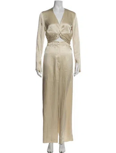 Pre-owned Nanushka Pleated Accents Pant Set In Neutrals