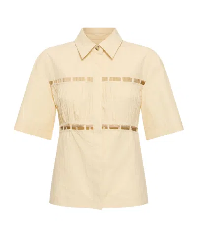 Nanushka Pleated Poplin Shirt In Brown