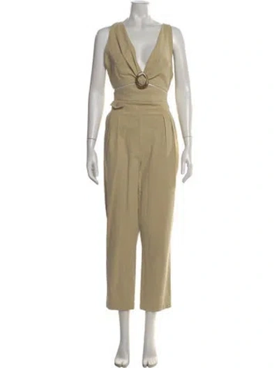 Pre-owned Nanushka Plunge Neckline Jumpsuit In Neutral