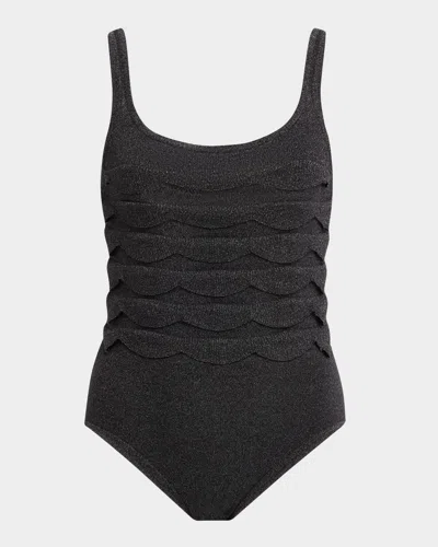 Nanushka Polina Scallop Knit Bodysuit In Grey Mouline