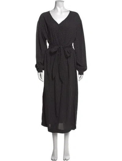 Pre-owned Nanushka Polka Dot Print Midi Length Dress In Black