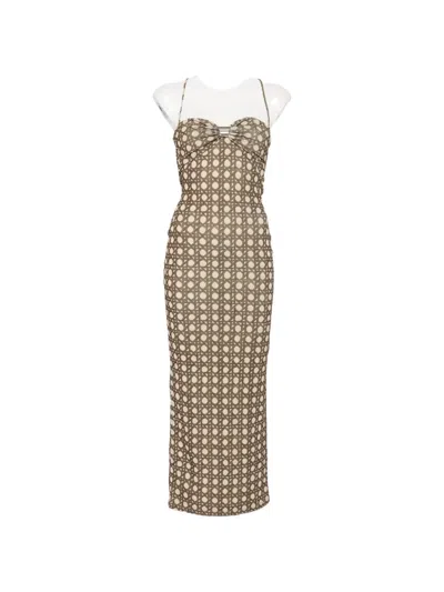 Nanushka Polka-dot Draped Maxi Dress In Brown