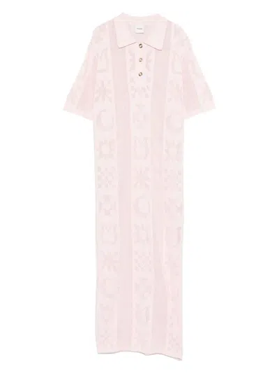 Nanushka Polo Neck Patterned Dress In Pink