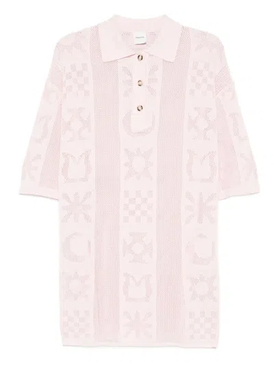 Nanushka Polo-neck Patterned Shirt Dress In Pink