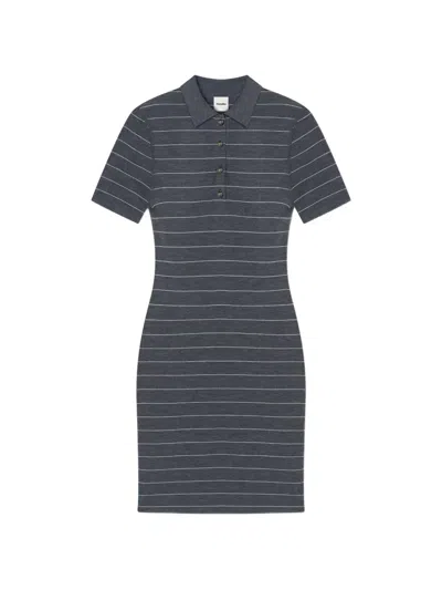 Nanushka Polo-neck Striped Mini Dress In Gray