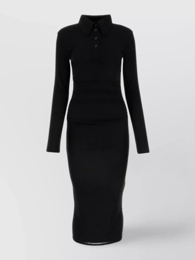 Nanushka Polyester Polo Dress With Side Gatherings And Slits In Black