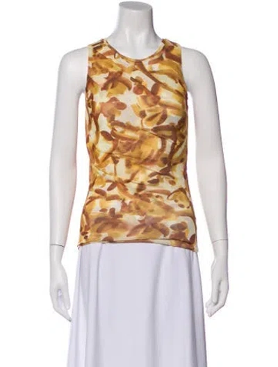Pre-owned Nanushka Printed Crew Neck Top In Yellow