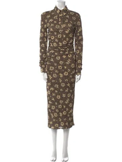 Pre-owned Nanushka Printed Long Dress In Brown
