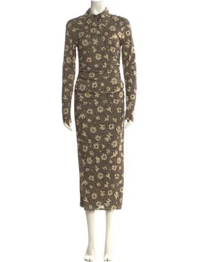Pre-owned Nanushka Printed Long Dress In Brown