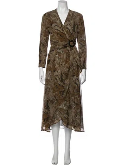Pre-owned Nanushka Printed Long Dress In Brown