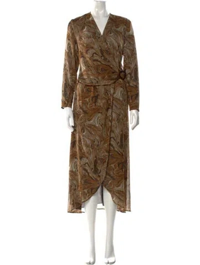 Pre-owned Nanushka Printed Long Dress In Brown