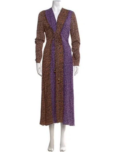 Pre-owned Nanushka Printed Long Dress In Brown/purple