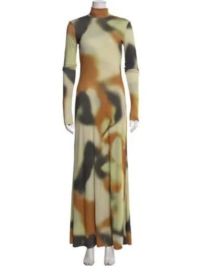 Pre-owned Nanushka Printed Long Dress In Green