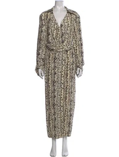 Pre-owned Nanushka Printed Long Dress In Neutral