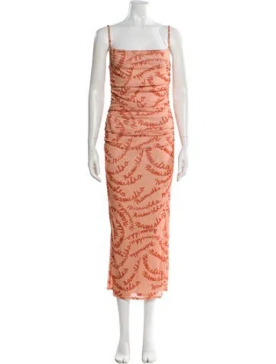 Pre-owned Nanushka Printed Long Dress In Orange