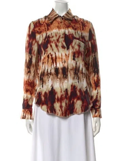 Pre-owned Nanushka Printed Long Sleeve Button-up Top In Brown