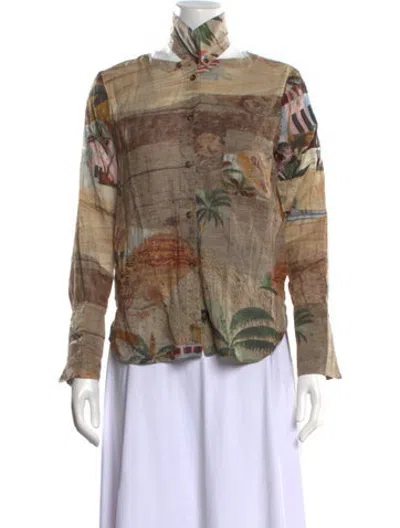 Pre-owned Nanushka Printed Long Sleeve Button-up Top In Multicolor