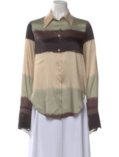 Pre-owned Nanushka Printed Long Sleeve Button-up Top In Neutral