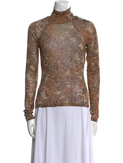 Pre-owned Nanushka Printed Mesh Turtleneck W/ Tags In Gold