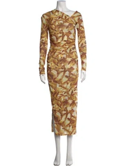 Pre-owned Nanushka Printed Midi Length Dress In Yellow